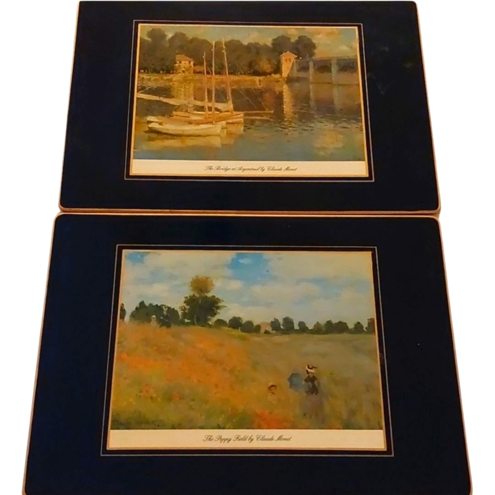 Vintage Lady Clare Art Print English Board Placemats Set Of Two Monet